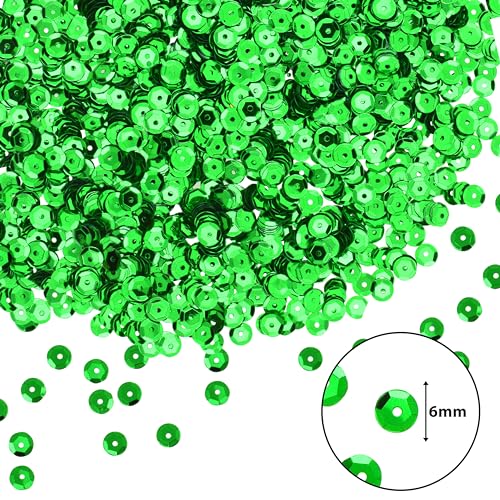 Mandala Crafts 6mm Cup Round Green Sequins for Sewing Embroidery - color: Green, size: 6mm Cup Sequins