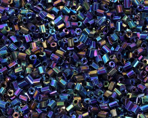 Glass Bugle Tube Beads 1400Pcs/30g Mini Seed Beads 2 * 3mm Small Craft Loose Spacer Beads for DIY Bracelets Necklace Earring Jewelry Making (AB Black) - color: AB Black