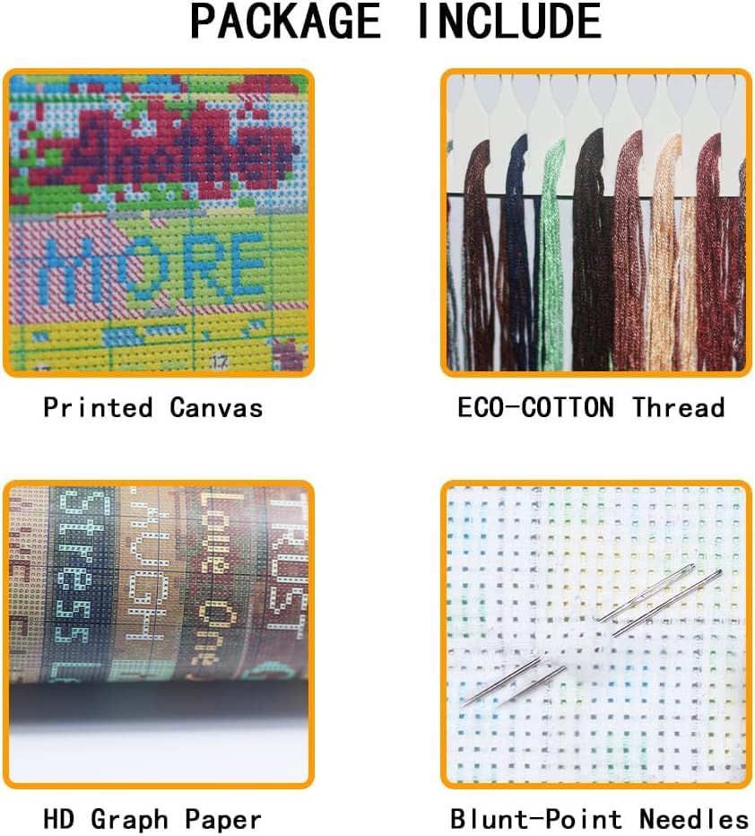 DIY Landscape Historic Campbells Covered Bridge 11CT Pre-Printed Cross Stitch Kit for Adults & Beginners, Easy Needlepoint Pattern for DIY Home Décor & Crafts 431