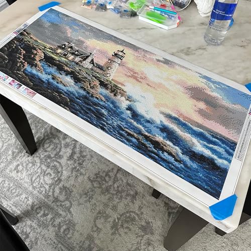 JATOK Diamond Painting Kit for Adults, Lighthouse, 35.5 x 15.7 in - color: Red