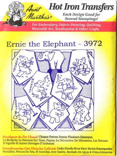 Ernie The Elephant Aunt Martha's Hot Iron Embroidery Transfer