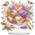 POETRYDRAW Diamond Art Ornament Desktop Kit Cup Flower, Stand Up Diamonds Painting Ornament for Adults, 5D DIY Special Diamond Gem Craft Tabletop Placement Board Kit - color: Cup Flower