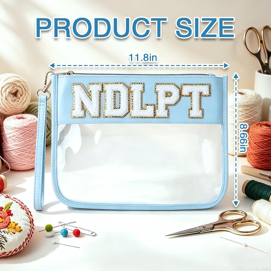 Needlepoint Project Bag NDLPT Clear Zip Pouch Bag, Premium Craft Storage Case, Sewing Organizers and Storage Sewing Gifts for Stitching Enthusiasts(Blue) - color: Blue