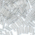 2000pcs Glass Bugle Beads, Tube Beads Bulk, Mini Long Tiny Small Waist Loose Spacer Embroidery Beaded for Bracelets Jewelry Making Sewing, Crafts, 2×6mm, Silver - color: Silver