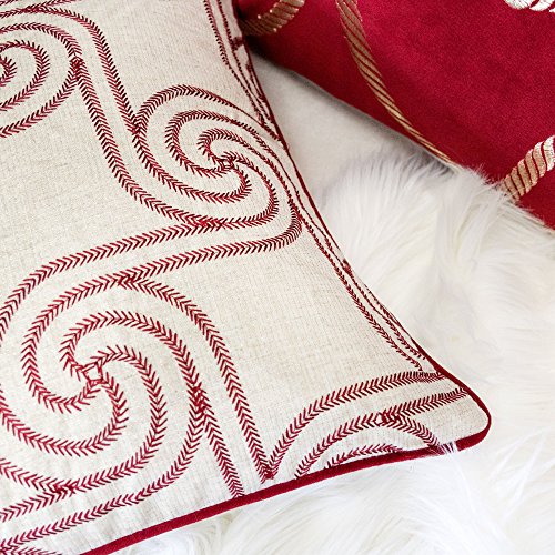 Embroidery Linen Throw Pillow Cover, Merry Christmas Series Holiday Flow Luxury Soft Fuzzy Cozy Warm Slik Gift Square Couch Cushion Pillow Case 20 x 20 Inch, Cover Only - color: U1-holiday Flow