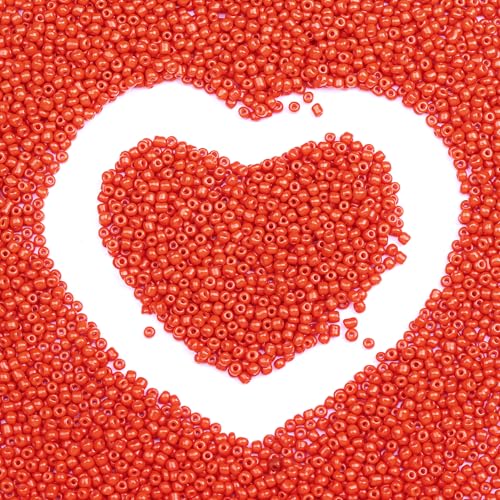 Legefo 4mm Glass Seed Beads Bulk, Orange 6/0 Small Mini Pony Seed Beads, Tiny Round Craft Bead for Bracelet Necklace Wrist Jewelry Making Beading Weaving DIY Crafts Supplies, 1000pcs - color: Orange