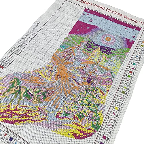 Howie's Needlepoint Cross Stitch Kits, 14CT Pre-Printed Pattern Needlepoint Kits, Full Range of Stamped Starter Kits (Christmas Stocking 1, 14.6 x 21.7 Inch) - color: Christmas Stocking 1