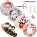 LB 4 Pack Halloween Embroidery Kit for Beginners, Halloween Ghost Christmas Santa Fall Gnome Pumpkin DIY Hand Embroidery Kit with Hoop, Threads, Holiday Craft Kit for Adults - color: Pink and White