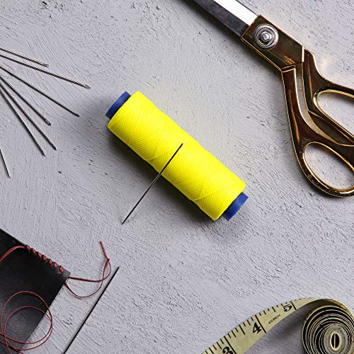 Waxed Thread, Strong Thread for Leather, Upholstery, Shoe, Bag, incl. Needle (Colour: NEON Yellow) - color: Neon Yellow