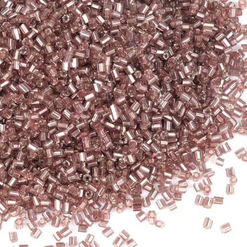 6000pcs Deep Grape Purple Bugle Beads Bulk, Embroidery Tube Short Beads for Jewelry Making, Bracelet,Necklaces Supplies,Craft DIY(3x2mm) - color: Deep Grape Purple