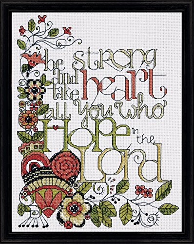 Tobin DW2795 14 Count Heartfelt be Strong Counted Cross Stitch Kit, 8 by 10-Inch