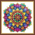Fanxvivy Stamped Counted Cross Stitch Kits for Adults Printed Cross-Stitch Patterns 11CT Stamped or Counted Cross Stitching Embroidery Kit Needlepoint Kits-Colorful Mandala 18x18 inch - color: Artkits02