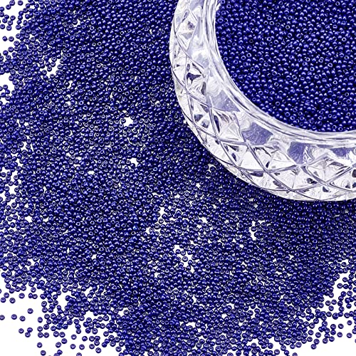 PH PandaHall 6000 Pcs 11/0 Glass Seed Beads, 2mm Seed Beads Round Waist Bead Mini Spacer Bead for Earring Choker Bracelet Neckalce Waist Chain Jewelry DIY Crafts Making, Royal Blue - color: Blue-6000 Pcs