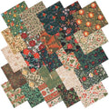 25 Pcs Christmas Cotton Fabric Squares, Christmas Morris Flowers Style - color: Christmas Morris Flowers