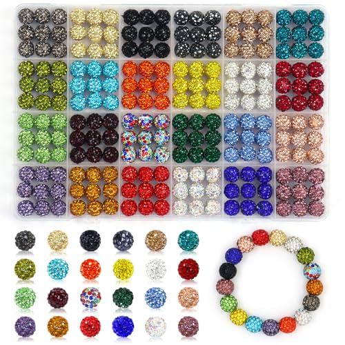 216 Pcs 10mm Clay Rhinestone Beads, Glitter Sparkle Baseball Beads, Shiny Disco Ball Design Beads for Jewelry Making, Craft Supplies for Adult Bracelets Necklaces Earrings Decoration (Kit 2) - color: Kit 2