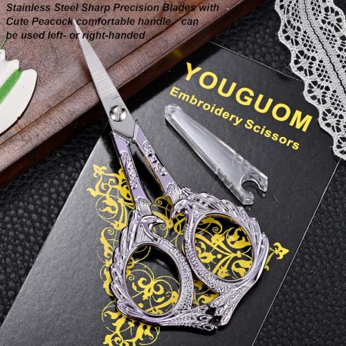 YOUGUOM Needlepoint Scissors, Small Embroidery Scissors with Cover - color: Purple