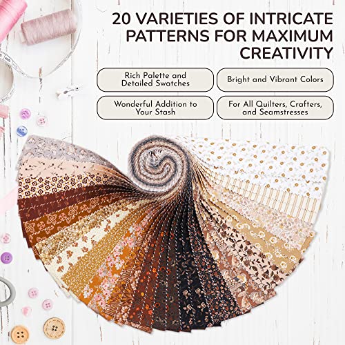 Tinyspool & Co.'s Twirlie Roll 40 Precut Quilting Fabric Strips for Quilting Supplies, Crafting, and Sewing, Soft Cotton Strip for Blanket, Rug, Upholstery, Home Decor, and Purse Making, Fall Harvest - color: Fall Harvest