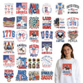 Rngmsi Dtf Transfers Ready to Press - 30 Pcs 4th of July Iron on Transfers for T-Shirts, America Independence Day Iron on Stickers, USA Heat Transfer Vinyl Decals for DIY Fabric Clothes Decor - style: 4th of July