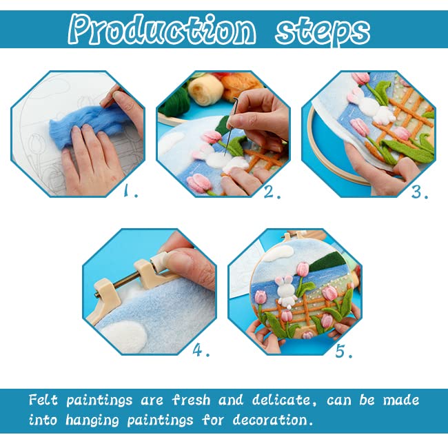 kgxulr Needle Felting Kit, Tulips Felting Kits, Wool Painting Kit - color: Tulips