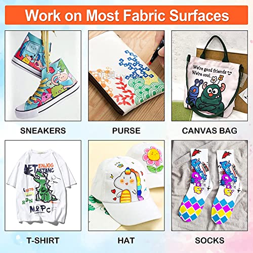 Shuttle Art Fabric Markers, 40 Colors Dual Tip Fabric Marker Pens Permanent No Bleed Pens for T-Shirts Sneakers, Non-Toxic & Child Safe Permanent Shirt Pens for Adult Painting Writing - color: 40 Colors