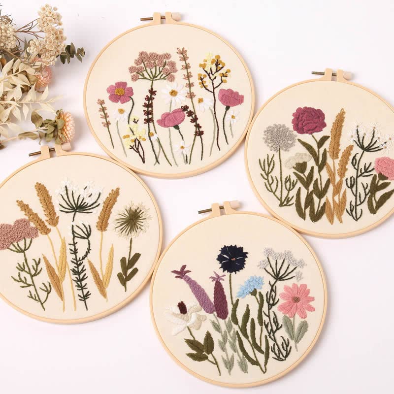 artcici Embroidery Kits Floral Plant Patterns for Beginners Adults, Full Range Embroidery Starter Kits Cross Stitch Needlework Supplies (Wild Flower) - color: Wild flower