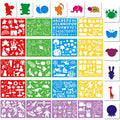 Stencils for Kids, 32 pcs Plastic Drawing Stencils Kits Animals Shape Stencils for Kids Boys Grils Crafts School Art Projects - color: Multi 32PCS