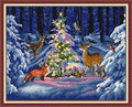 Howie's Needlepoint Cross Stitch Kits, 14CT Pre-Printed Pattern Embroidery Set Needlework, Full Range of Stamped Starter Kits(Christmas Lights, 17.32 x 13.78 inch) - color: Christmas Lights