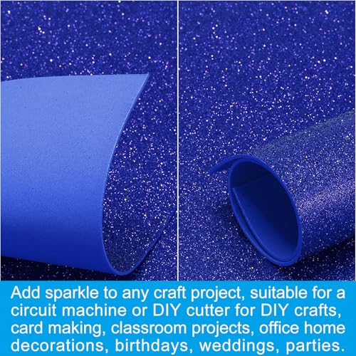PATIKIL Dark Blue Shiny EVA Glitter Foam Sheet 11.8 x 7.9 Inch 2mm Thick Sparkle EVA Glitter Felt for Crafts DIY Project, 5 Pcs - color: Dark Blue
