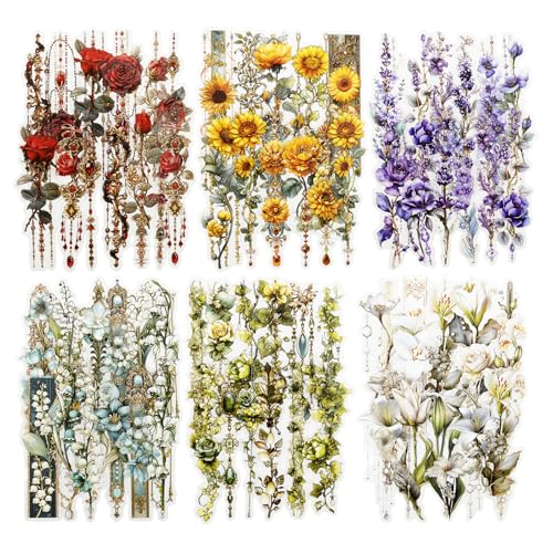 120 Pcs Vintage Floral Stickers for Scrapbooking and Journaling - color: Floral Bead