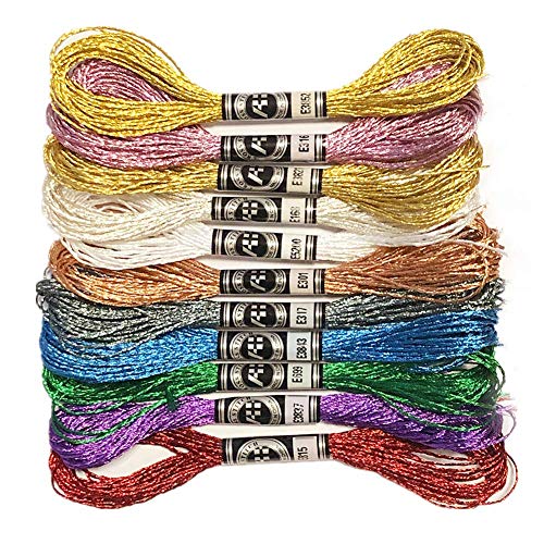11 Skeins Metallic Embroidery Thread,Multi-Color Embroidery Floss for DIY