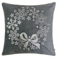 Embroidery Gray Velvet Throw Pillow Cover, Merry Christmas Series Snowflake Floral Wreath Luxury Soft Fuzzy Cozy Warm Slik Gift Square Couch Cushion Pillow Case 20 x 20 Inch, Cover Only - color: Snowflake Wreath