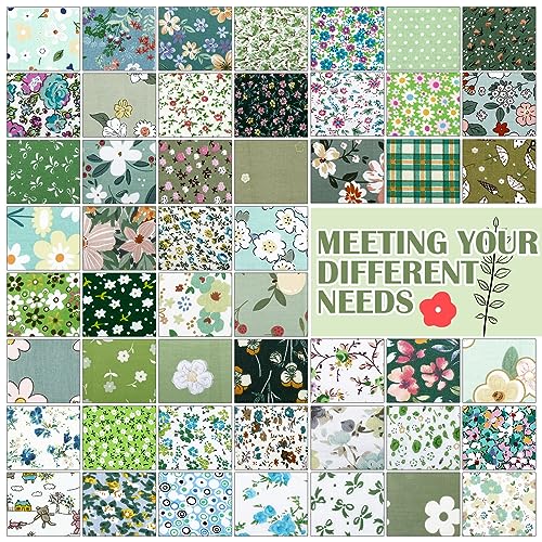 Kinlop 600 Pcs 4"x4" Cotton Fabric Squares Quilting Precut, Green - color: Fresh Style