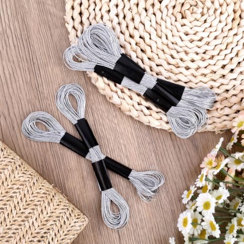 Gosknor 6 Skeins Embroidery Threads, Metallic Embroidery Floss (Silver) - color: Silver