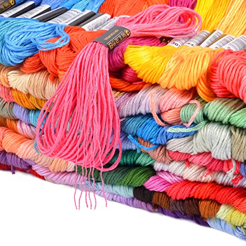 VICOVI 200 Skeins Embroidery Floss and 30 Skeins White & Black Embroidery Thread for Friendship Bracelet String Cross Stitch DIY String Art with 20 PCS Floss Bobbins - color: 200 multicolor + 30 White&Black