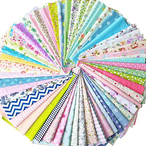 flic-flac 50pcs 8 x 8 inches (20cmx20cm) Cotton Fabric Squares Quilting Sewing Floral Precut Fabric Square Sheets for Craft Patchwork (50pcs 20cm*20cm) - size: 50pcs 20cm*20cm