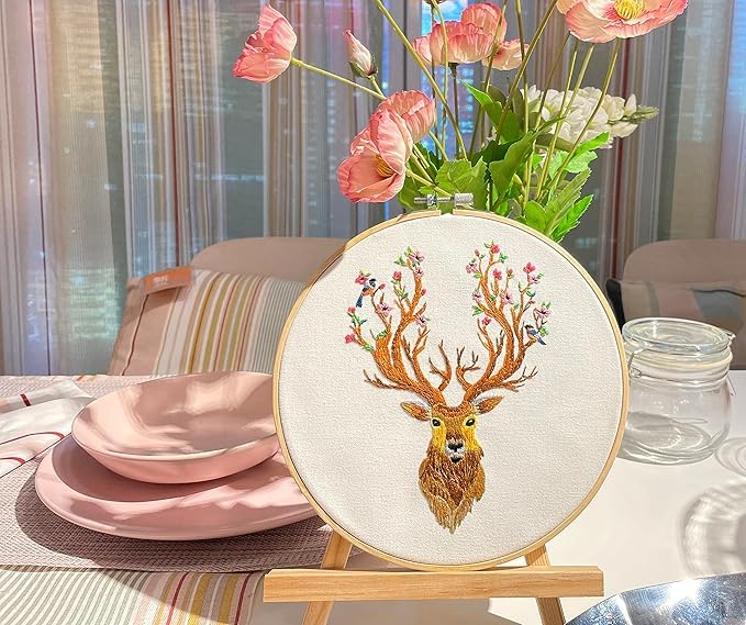 3Pcs 8 Inch Bamboo Embroidery Hoops with Sewing Scissors, Seam Ripper,Needle Threader, Round Cross Stitch Hoops with Adjustable Screw, Lightweight & Durable Craft Hoops. (Yellow) - color: Yellow