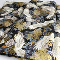 White Crane Fabric,160 GSM Japanese Black Cotton Fabric Gold Hot Stamping,59 Inches Wide for Sewing Clothing Bag Tablecloth Sofa Pillow DIY Craft (2 Yard pre Cut) - color: White Crane, size: 2 yard