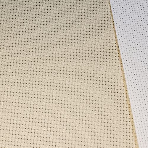 KCS 59" x 1 Yard 14ct Counted Cotton Aida Cloth Cross Stitch Fabric (Beige) - color: Beige