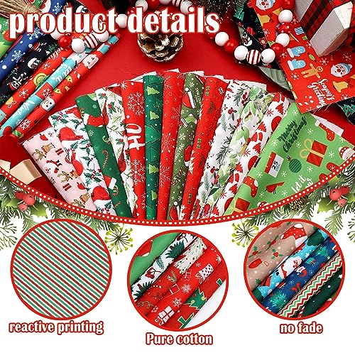 Irenare 100 Pcs 8 x 8 Inches Christmas Fabric Bundles Fat Quarters Santa Claus Precut Fabric Bundle Squares Xmas Tree Snowman Printed Sewing Patchwork for Xmas Winter DIY Crafts Quilting - style: Santa Claus