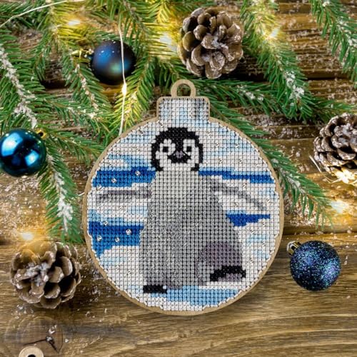 Wizardi Wonderland Crafts Cross-Stitch kit on Wood FLW-013 - color: White Penguin