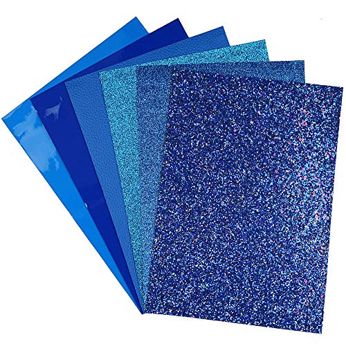 Litchi 6 Pack 8x12 Inch Faux Leather Sheets for Bow Earring, Easy to Cut Vinyl Fabric for Cricut, Durable Fade Resistant Leatherette Without Smell, Blue - color: Blue