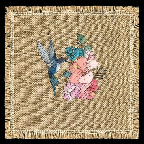 BENECREAT 4Sheets 60Pcs Hibiscus Hummingbird Water Soluble Embroidery, 11.7x8.3inch Stick and Stitch Embroidery Paper Stabilizer Water Soluble Hand Sewing for Shirts, Coats, Bags - color: Hibiscus and Hummingbird