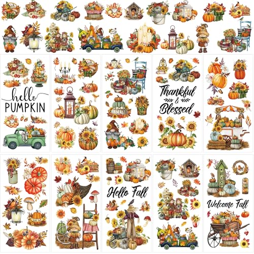 10 Pcs Fall Rub-On Transfers for Furniture & Crafts, 12 x 6 Inch - style: Vintage Fall