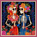 Dooxvey Counted Cross Stitch Kits for Adults 11CT Printed Cross-Stitch Patterns Cross Stitching Embroidery Kit Stamped or Counted Needlepoint Kits-Skeleton Couple 18×18 inch - color: ColorDIY11
