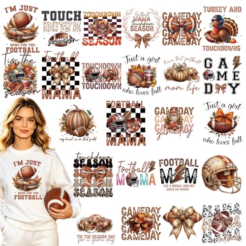 Dazoratix Football Iron on Transfers - 24 Sheets Fall DTF Ready to Press - style: Football
