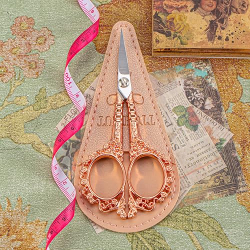 Rose Gold All Purpose Scissors with Sheath - Sewing & Embroidery Scissors for Home, Office & School - color: Rose Gold