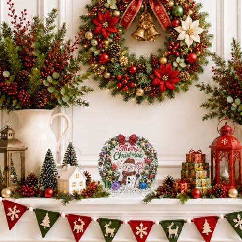 Eiflow Pearl Art Kit for Adults Christmas Snowman, DIY Tabletop Diamond Art Pearl Painting with Stand, Acrylic Stand Up Gem Painting Board Kit (Merry Christmas) - color: Merry Christmas