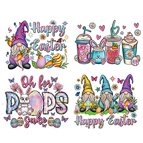 Easter Iron on Patches Easter Bunny Egg Gnome Iron on Patches for Clothing Cute Heat Transfer Stickers for Boys Girls Women Men T-Shirt Jacket Hoodies Jeans Pillow Covers Backpack DIY Decorations - color: Easter