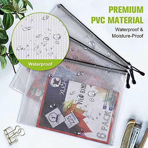6PCS Mesh Zipper Pouch Bags: B4 Clear Zipper Pouches for Classroom, Black - color: Black, size: B4 (15.35×11.22 inch)