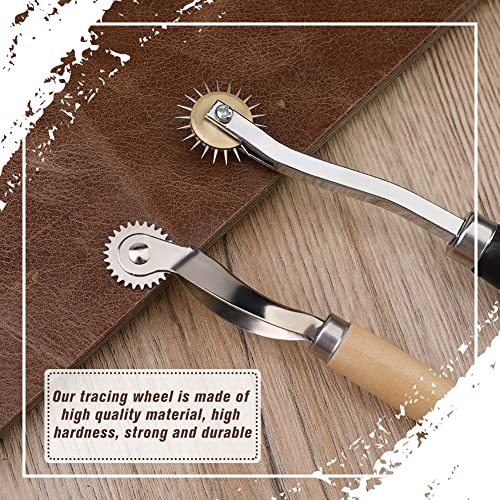 Lunarm Tracing Wheel Sewing Tool 2PCS Professional Stitch Marking Spacer - color: Black and Wood